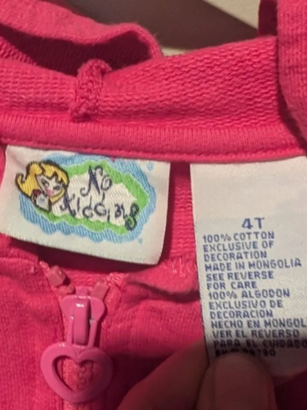 Vintage No kidding Y2K Girls Pink Jacket Embellished Hearts And Flowers Size 4t